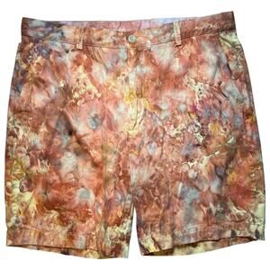 Men's Tie Dye Chino Shorts Size 38 Upcycled Handmade Ice Dyed Casual Festival
